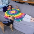 thumbnail image 3 of Colorful Rainbow Tie Dye Spiral Pattern Wearable Oversized Blanket,Wearable Blanket Hoodie for Adults,Cozy Hooded Blankets with Super Pockets,Super Warm Fuzzy Pullover for Women & Men, 3 of 6