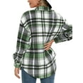 thumbnail image 5 of Seyurigaoka Women Juniors Shacket Plaid Printed Pattern Coat, Button-down Collared Jacket, 5 of 9