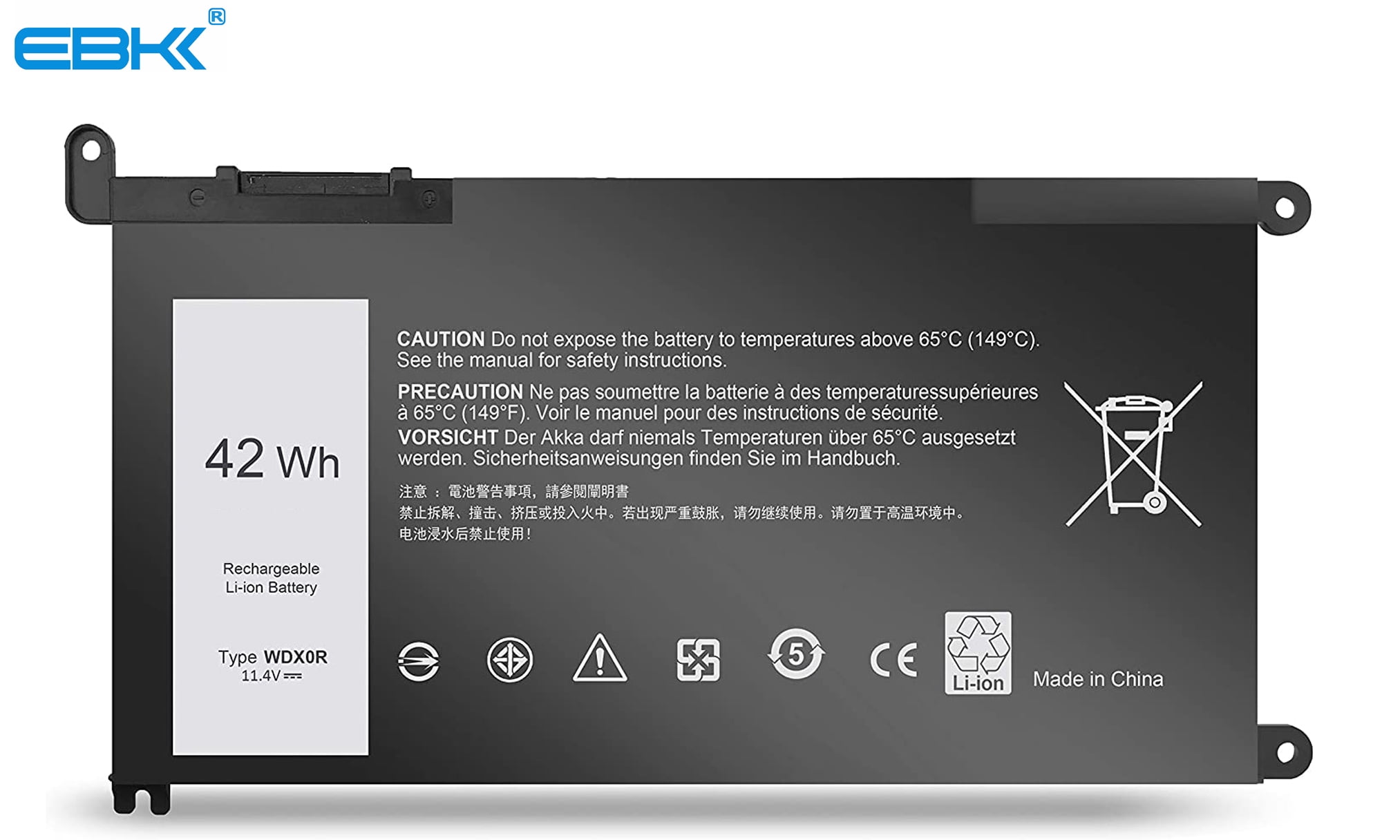 WDX0R Replacement Laptop Battery for Dell Inspiron 13 15 5000 7000 Series  5570 7579 7378 5567 7573 5565 5379 5378 Latitude 3490 3590 3340 3400 3390  3500 3190 Vostro 5468 5568 P69G 3CRH3  42Wh 