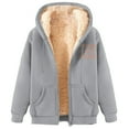 thumbnail image 2 of nerohusy Women's Hoodies Winter Warm Sherpa Lined Zip Up Hooded Sweatshirt Fleece Thermal Jackets for Women Warm Thick Coat Soft Comfortable Outerwear Gray,XL, 2 of 4