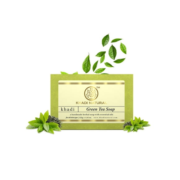 Khadi Natural Green Tea Soap, 125gm Each (Pack of 2)