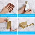 thumbnail image 4 of Januofit Toilet Paper Holder Self Adhesive Kitchen Washroom Adhesive Toilet Roll Holder No Drilling for Bathroom Stick on Wall Stainless Steel Brushed (Gold), 4 of 6