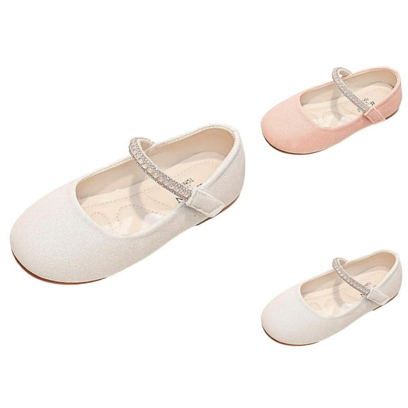 Girls Dress Shoes Toddler White Flower Girl Low Heels Mary Jane Flat for School Uniform Wedding Ballerina Dress Shoes Mary Jane Flats for Little/Big Kid