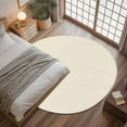 thumbnail image 3 of Cream 4ft Round Rug, Farmhouse Solid Beige Color Modern Art Non-Skid Rubber Backing Large Area Rugs - Living Room Bedroom Home Office, Indoor Floor Mat Carpets Washable Rug, 3 of 9