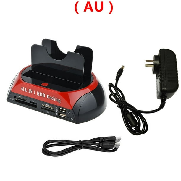 Estación de acoplamiento HDD USB 2.0 Lector de tarjetas de disco duro Hub 2.5 3.5 Adaptador de base SATA IDE, enchufe AU Yuarrent EL002051-03B