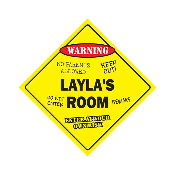 Layla's Room Sign Crossing Zone Xing | Indoor/Outdoor | 12" Tall kids bedroom decor door children's name boy girl