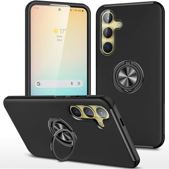 Galaxy S24 Plus Case for Samsung Galaxy S24 Plus Case Grade Shockproof Built-in Ring Holder Kickstand Car Mount Heavy Duty Protective Case for Galaxy S24 Plus Phone Case (Black)