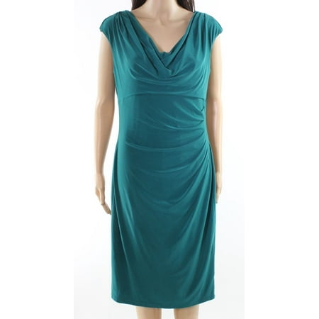 Lauren Ralph Lauren Lauren By Ralph Lauren New Green Women 16 Cowl Neck Jersey Sheath Dress Walmart Com