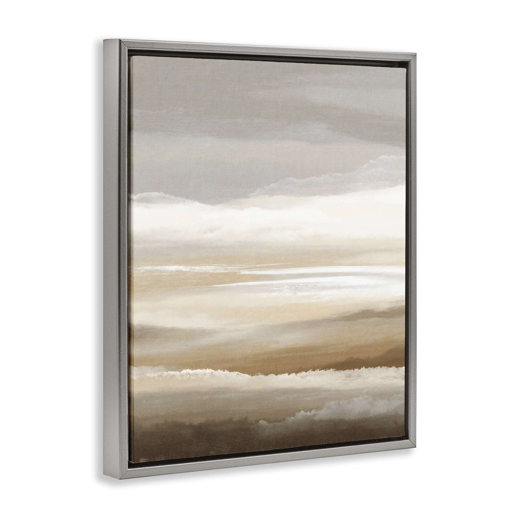 Stupell Industries The Horizon Serene Cloud Layers Gray Framed Floater Canvas Wall Art, design by Ink Drop Loft