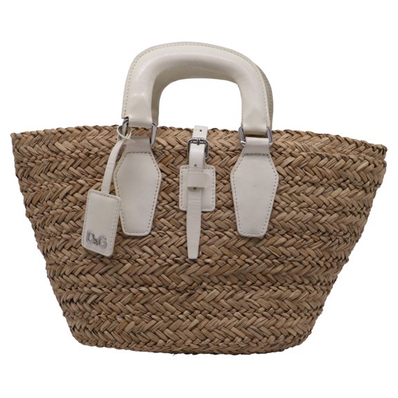 Pre-Owned Dolce & Gabbana Drawstring Basket Tote Bag in Brown Raffia
