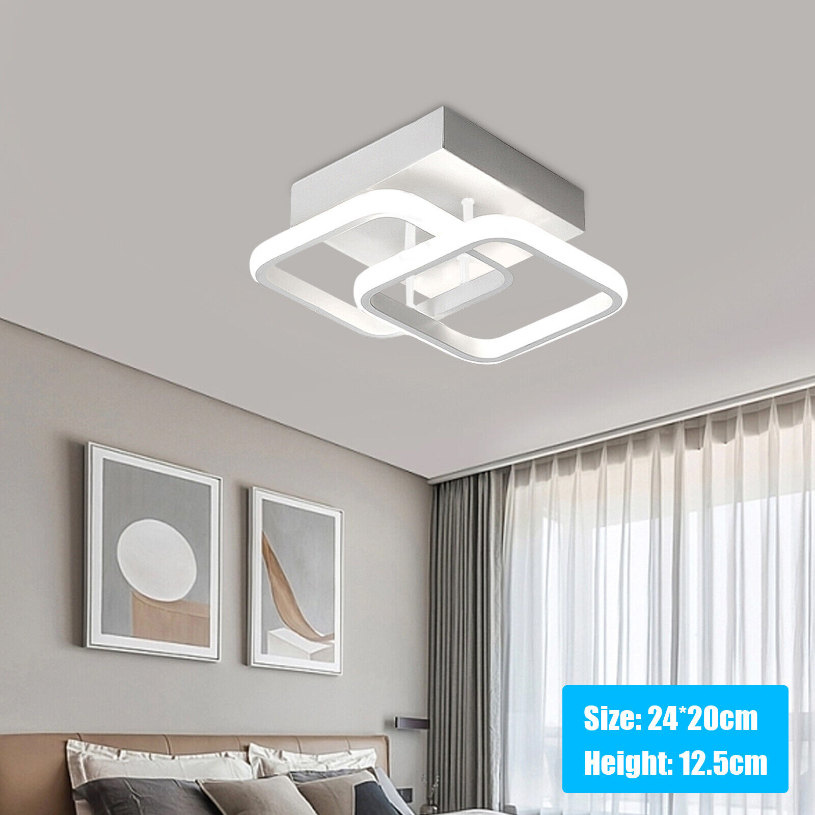 22W Modern Acrylic LED Ceiling Light Chandelier Fixture White Home