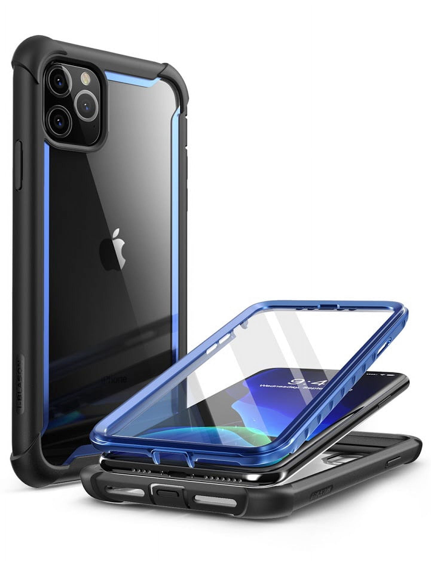 i-Blason Ares Case for iPhone 11 Pro Max 6.5 inch 2019 Release, Dual Layer Rugged Clear Bumper Case with Built-in Screen Protector (Blue)