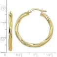 thumbnail image 4 of 14K Yellow Gold Twisted Textured Hoop Earrings - 31mm- Made In Italy, 4 of 6