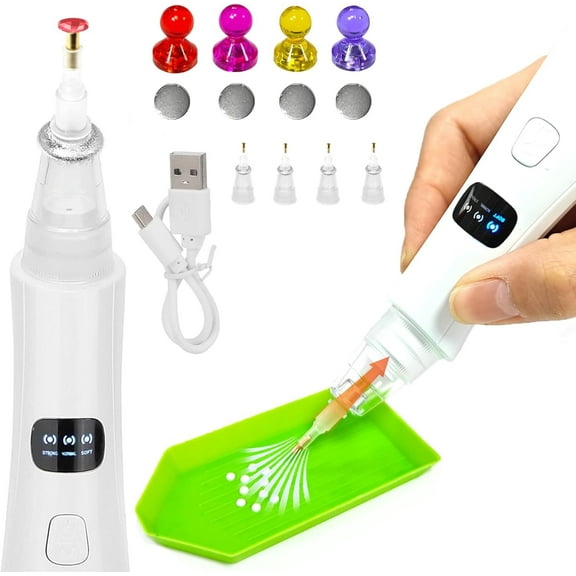 Diamond Painting Pen, 3 Adjustable Suction Mode & Rechargeable,  4pcs Diamond Art Locator Accessories & 2 Replacement Tips, Faster DIY Art Pickup Tool Kit