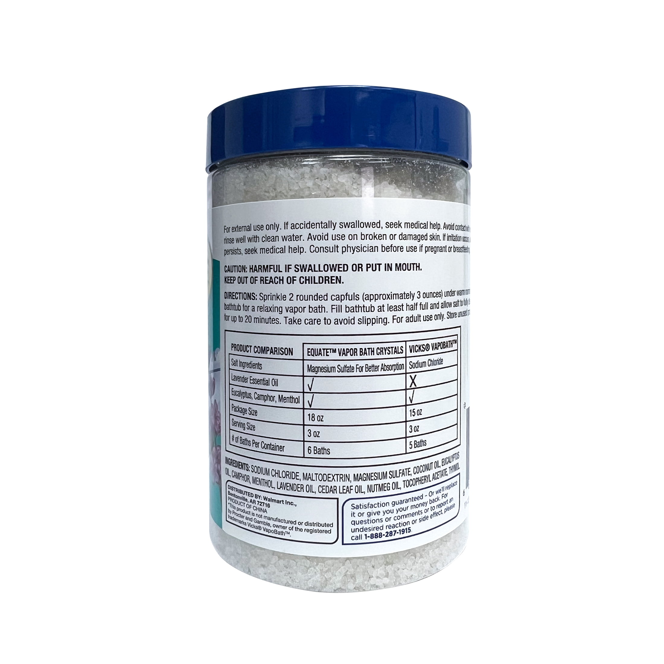 Equate Vapor Bath Crystals Non-Medicated Salts, 18 oz, Compare to Vicks Vapor Bath™
