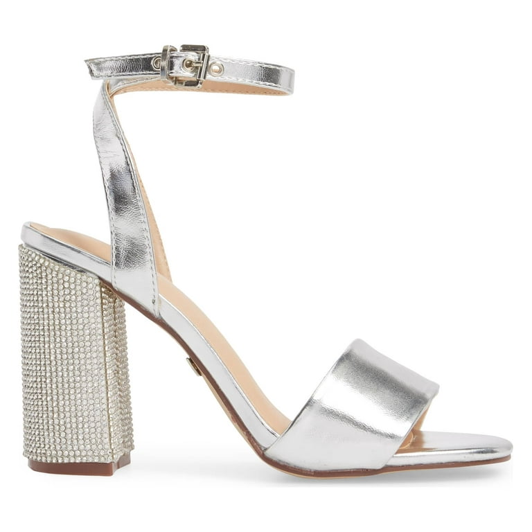 Lauren Lorraine Julia Sandal Block Heel Crystal Ankle Strap Dress Prom Pumps 8