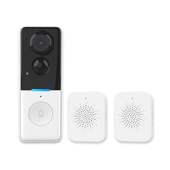 Bearachild Timbre de puerta con cámara y video HD de fácil instalación, control remoto inalámbrico, resistente al agua, wifi 2,4 G, Cámaras de vigilancia Blanco