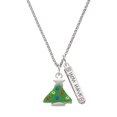 thumbnail image 1 of Delight Jewelry Silvertone Green Resin Christmas Tree with Crystals Silvertone Live the Life You Have Imagined Bar Charm Necklace, 23", 1 of 4
