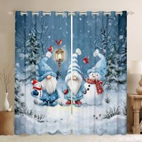 Castle Fairy Kawaii Gnome Snowman Black Out Curtains for Preppy Children Teens,Xmas Red Sparrows Curtains Pack Of 2 (42X63 Each),Merry Christmas Bedroom Curtains,Microfiber Bedroom Decor