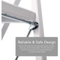 thumbnail image 4 of Escalera de acero plegable con pedal ancho antideslizante, soporta hasta 300 libras, taburete de acero resistente de 3 escalones, escalera plegable liviana para adultos, color blanco, 4 of 7