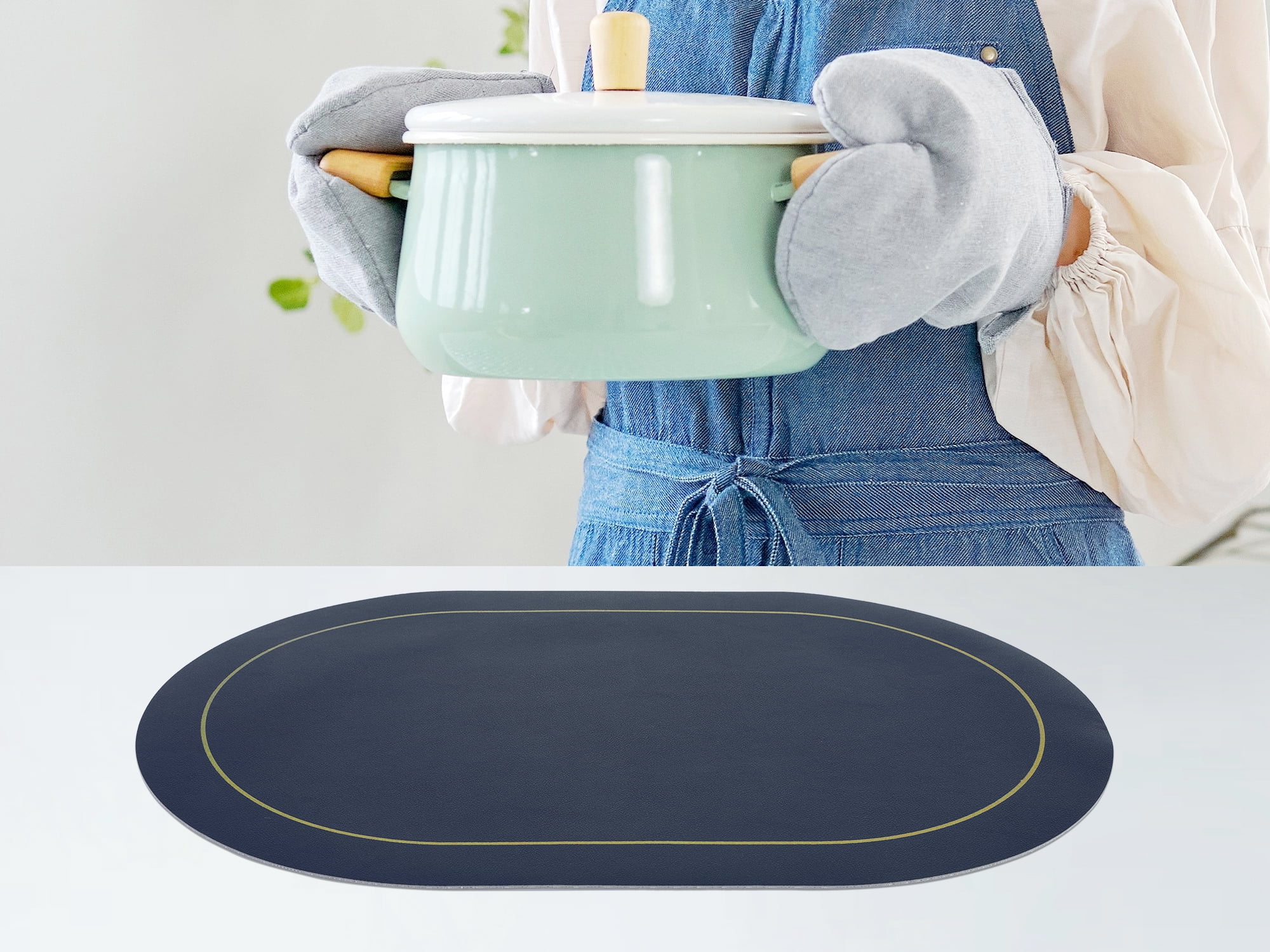 Unique Bargains Faux Leather Placemats for Kitchen Washable Table Placemats Blue Yellow