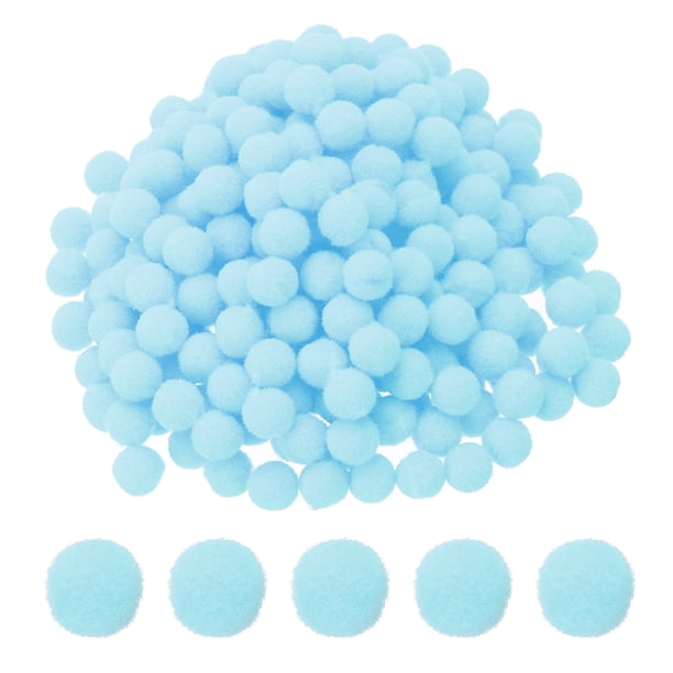 Pom Poms de 0.3 pulgadas para manualidades, 2000 piezas de pompones pequeños, bolas esponjosas de alta elasticidad para sombreros, arte navideño, azul claro