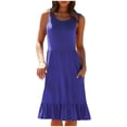 thumbnail image 1 of AherBiu Robes d'Été pour Femmes 2024 Décontractées Sans Manches Ligne A Midi Col Rond Fluide Longueur Genou, 1 of 5
