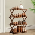 thumbnail image 5 of HDUTNGISN 4 Tier Foldable Bamboo Shoe Rack,Tool Free Setup Shoe Organizer, 20x10x22in Entryway Storage,Tawney, 5 of 11
