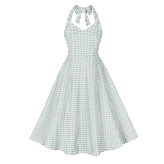 EGNMCR Été Dresses Women Tendance 2024 Femmes Rétro V-Cou Bouton Sans Manches Taille Grande Jupe Ourlet Robe