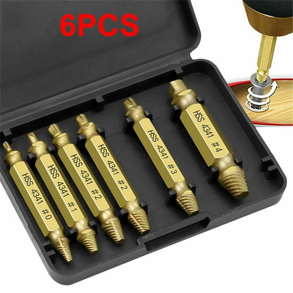 6pcs Damaged Screw Extractor Easy Out Drill Bits Stripped Head Nuts Bolt Remover 