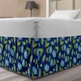 thumbnail image 1 of Flower Bed Skirt, Floral Burgeoning in Vibrant Colors, Elastic Bedskirt Dust Ruffle Wrap Around for Bedding Decor, 4 Sizes, Night Blue Lime Green, by Ambesonne, 1 of 2