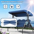 thumbnail image 4 of zzw 3-Person Porch Swing with Stand, 800lb Capacity & Adjustable Canopy | 2-in-1 Convertible Outdoor Swing Bed with Removable Cushion for Patio, Garden, Deck, Blue, 4 of 9