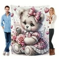 thumbnail image 2 of Cute Fun Print Flannel Blanket Soft Warm Cozy Doll Bear Blanket Skin-friendly Flannel Blanket For Sofa Bed Car Camping Office Home Decor Gift Blanket For All Seasons Knit Fabric, 2 of 7
