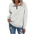 thumbnail image 2 of Uootdi Women's Half Zip Quilted Long Sleeve Sweatshirts Blouses for Women Dressy Casual Gift Crew Neck Pullover Tops Textured So lid, 2 of 6