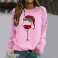 thumbnail image 2 of Glisme Chandail en Molleton de Noël pour Femmes Col Rond Imprimé Chandail Manches Longues Haut Basique Ample Usage Quotidien Rose, 2 of 5