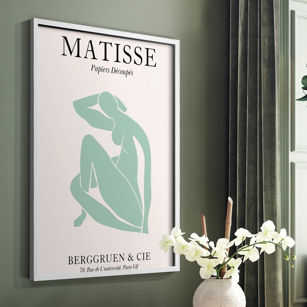 Matisse DII Framed Print in White Solid Wood Framed Print No Nail Hanging