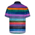 thumbnail image 4 of ZCFZJW Men's Classic Fit 100% Cotton Soft Short Sleeve Colorful Stripe Print Polo Shirt Big and Tall Regular Fit Casual Button up V Neck Henley Shirts Tops Multicolor#10 XXL, 4 of 4