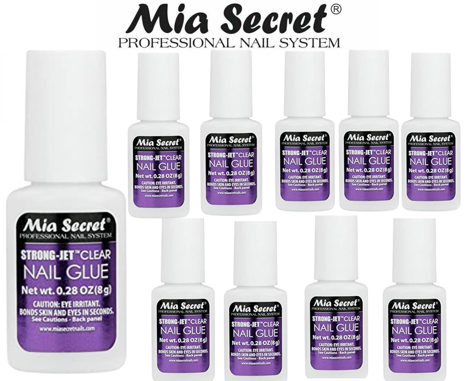 Mia Secret Strong-Jet Clear Nail Glue Brush-On Glue 8g (340) x 10