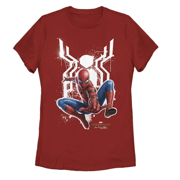 Women's Marvel Spider-Man: Far From Home Logo Splatter  Graphic Tee Red Medium