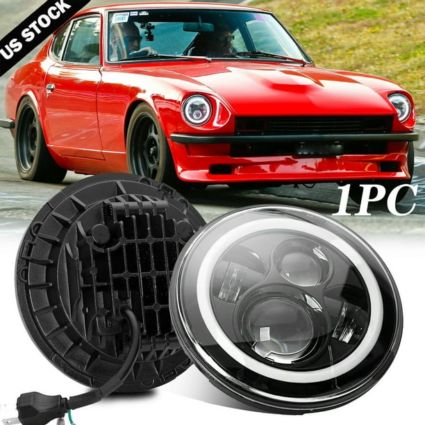 7" inch Round LED Headlight Halo Angel Eye Hi/Lo Beam For Datsun 280ZX