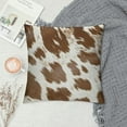 thumbnail image 2 of Cowhide Throw Pillow Covers Cow Print Pillow Covers Brown White Cowhide Farmhouse Animal Hair Cushion Covers for Kids Teens Adult Western Cowboy Rustic Animal Square Pillow Cases, 2 of 5