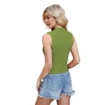 thumbnail image 5 of Women Summer Sweater Vest Sleeveless V Neck Button Up Cardigan Waffle Knit Tank Tops Spring Clothes Green L, 5 of 9