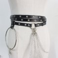 thumbnail image 1 of Cinturón de cintura punk, cadena de cuero negro, cadenas para el vientre, accesorios góticos para el cuerpo en capas para mujeres y niñas JM, 1 of 6