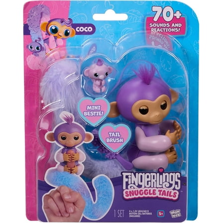Fingerlings Snuggle Tails Interactive Purple Monkey COCO