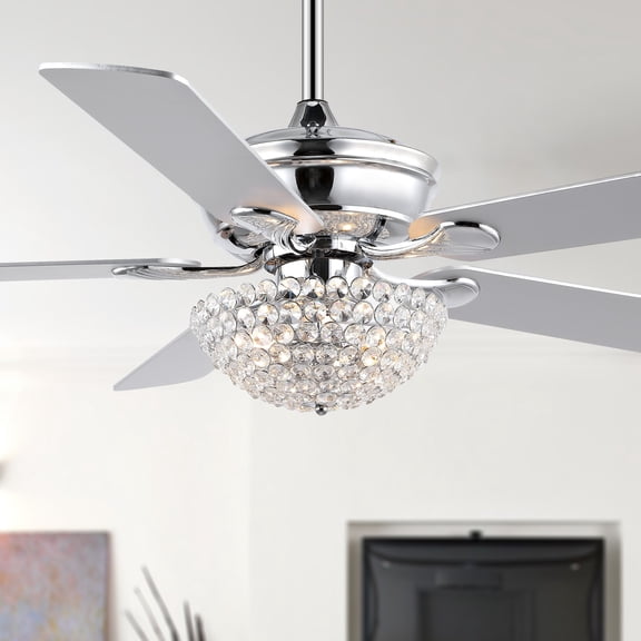 JONATHAN Y Cammy 52" 3-Light Traditional Transitional Iron LED CEILING FAN, Chrome