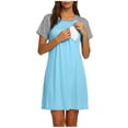 thumbnail image 2 of Edvintorg Maternity Summer Clothes Women Crew Neck Short Sleeve Casual Nursing Dress Nightwear Loose Pregnancy Dress for Women, 2 of 8