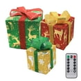 thumbnail image 3 of 3Pcs Light up Gift Box Decoration LED Christmas Boxes Set Christmas Decorative Yellow Red Green, 3 of 9