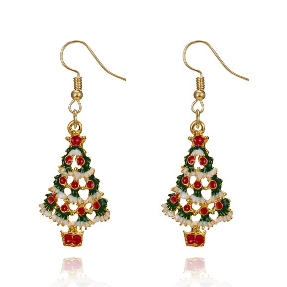 Jinsinto 1 pair Christmas Tree Earrings,Holiday Earrings for Women, Dangle Earrings Cute Christmas Acessories for Women