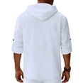 thumbnail image 4 of WIZUTIZ Linen Shirts for Men Long Sleeve Hooded Button Down Summer Casual Hawaiian Beach Wear Tops Lightweight Fashion Hoodies, 4 of 5