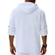 thumbnail image 4 of Ceisia Men's Regular Fit Cotton Linen Blend Hooded Roll-Tab 3/4 Sleeve Solid Color Casual Shirt Gifts, 4 of 9